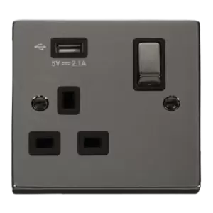 Image of Click Scolmore Deco 2.1A USB 1 Gang Plug Socket - VPBN571UBK