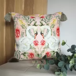 Image of Tassels Heritage Cushion Swans, Swans / 43 x 43cm / Polyester Filled