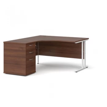 image of Maestro 25 left hand ergonomic desk 1400mm with white cantilever frame