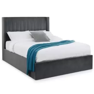 Image of Julian Bowen Langham Scalloped Headboard Storage Bed 135Cm Grey Velvet