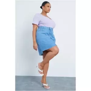 Image of I Saw It First Plus Size Mini Denim Skirt - Blue