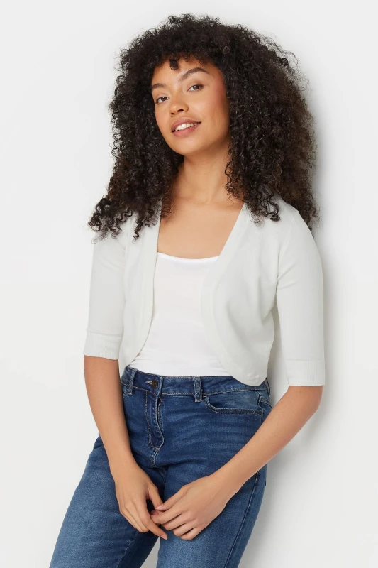 Image of M&Co Soft Cropped Cardigan White
