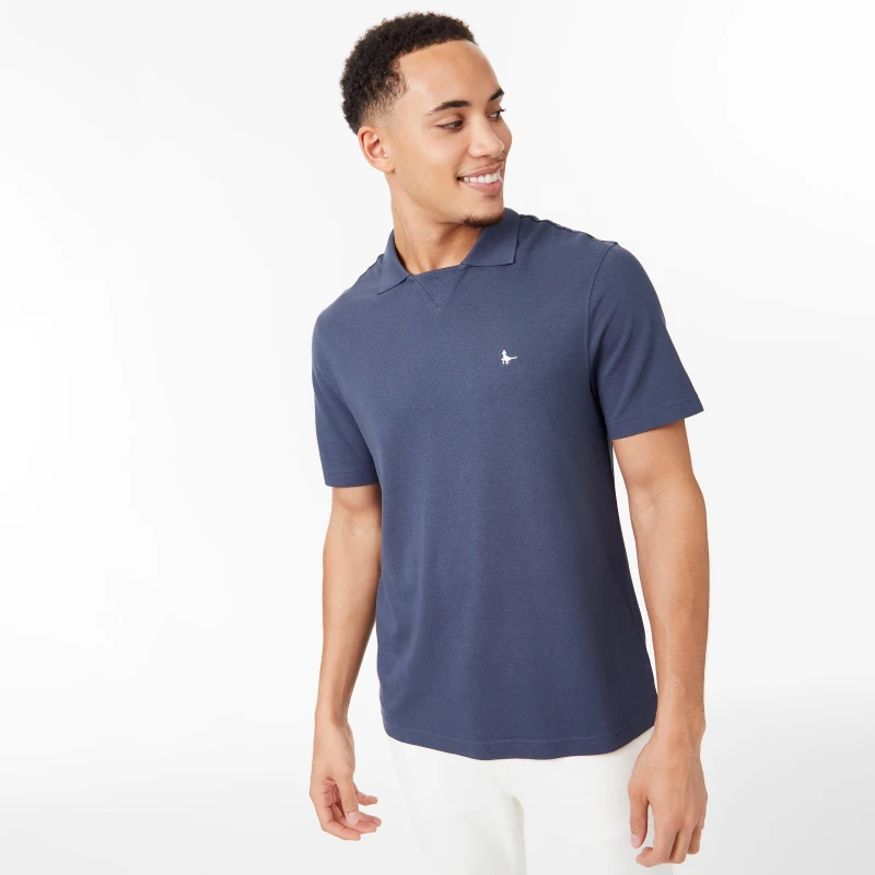 Image of Jack Wills Notch Neck Polo - Blue Blue S