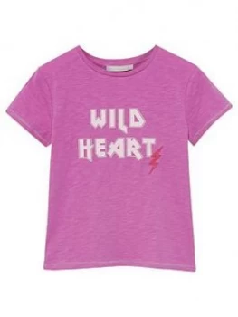 Image of Mintie by Mint Velvet Girls Wild Heart T-Shirt - Purple, Size Age: 5-6 Years, Women