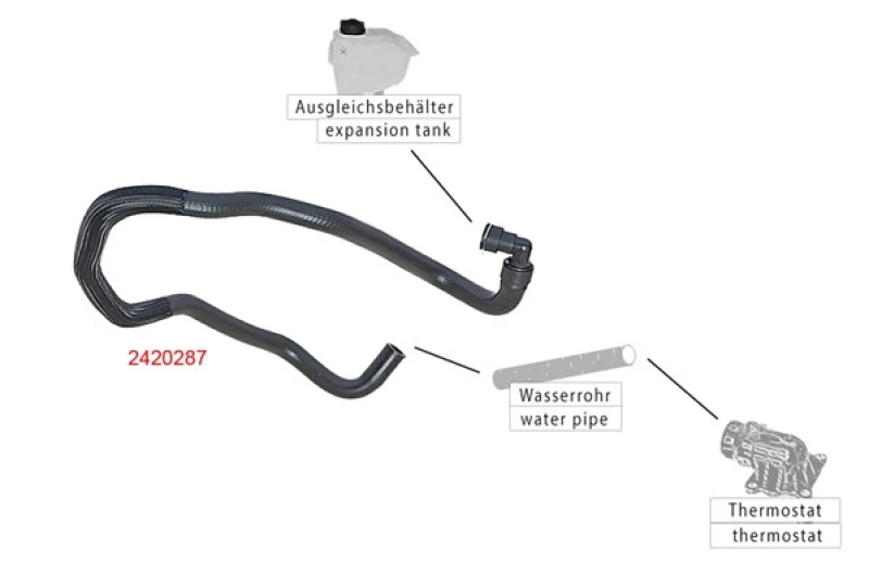 Image of METZGER 2420287 Radiator Hose EPDM (ethylene propylene diene Monomer (M-class) rubber) EPDM (ethylene propylene diene Monomer (M-class) rubber) Radiat