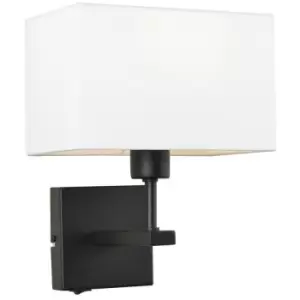 Netlighting Modern Bedside Lamp Black Matt 1 Light with White, Rectangular Shade