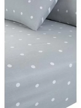 Image of Everyday Collection Brushed Cotton Printed Spot Fitted Sheet - Grey
