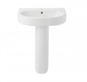 image of Wickes Fresno Ceramic Basin with Full Pedestal - 600mm