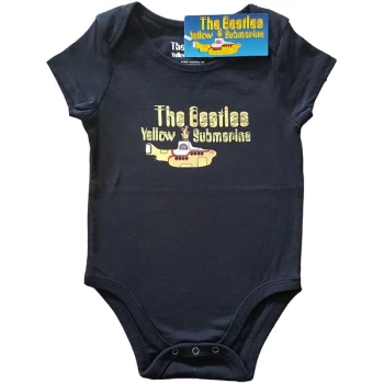 Image of The Beatles - Yellow Submarine Logo & Sub Kids 0-3 Months Babywear - Black