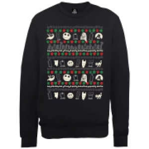 Image of Disney The Nightmare Before Christmas Jack Sally Zero Faces Black Sweatshirt - M - Black