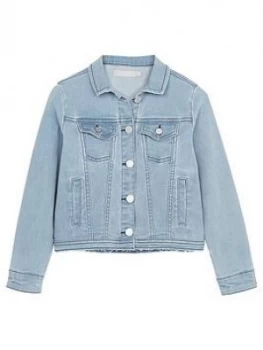 Image of Mintie by Mint Velvet Girls Washed Blue Denim Jacket - Blue, Size 9-10 Years, Women