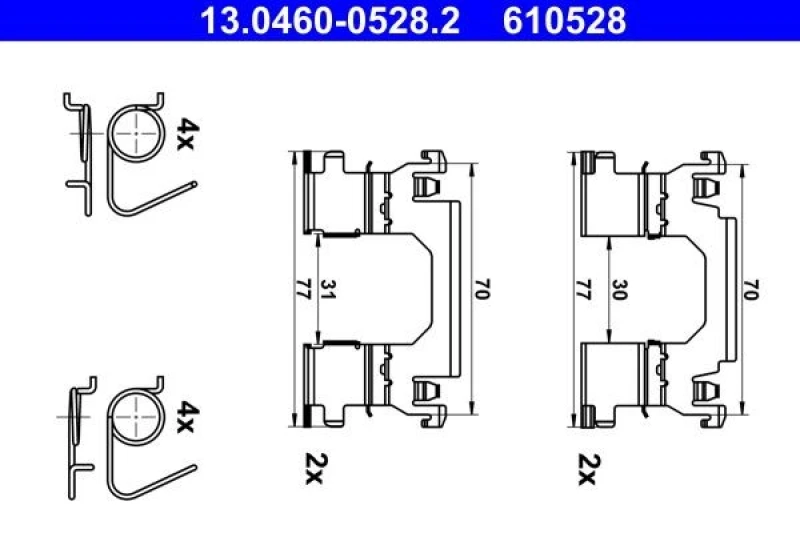 Image of ATE Brake pad fitting kit ATE 13.0460-0528.2