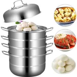 image of Food Steamers Stainless Steel 5 Titer Stainless Steel Steamers for Cooking 28cm/11inch Food Steamer Pot Set Suitable for Gas Electric Grill Stove Top