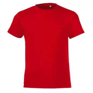Image of SOLS Childrens/Kids Regent Short Sleeve Fitted T-Shirt (10 Years) (Red)