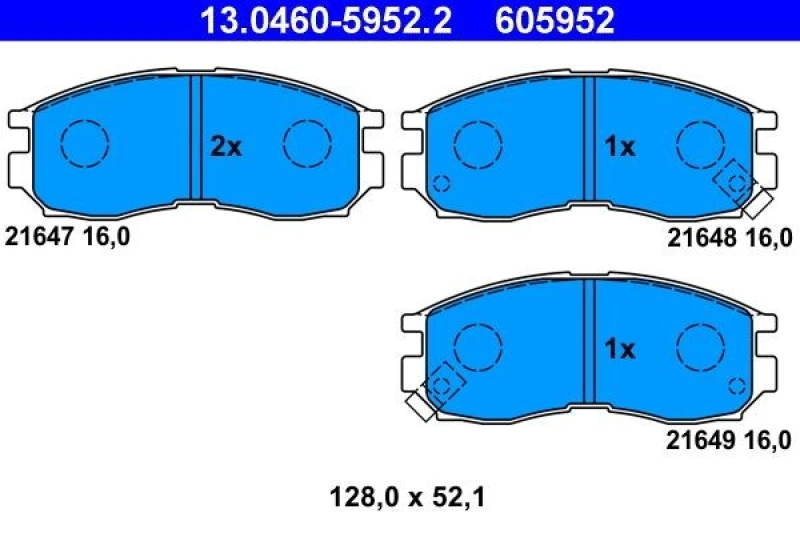 Image of ATE 13.0460-5952.2 Brake pad set with acoustic wear warning Brake Pad Set,disc brake (402)