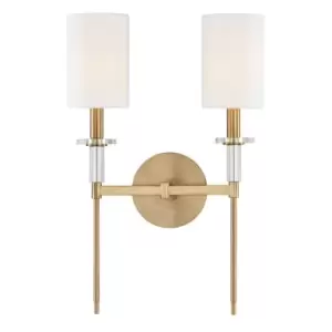 Image of Amherst 2 Light Wall Sconce Brass, Faux Silk