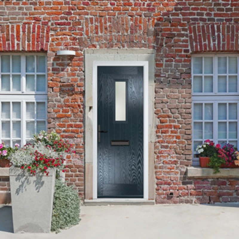 Image of Lacerta Composite Door Sunningdale 7016 Grey 890mm X 2090mm Open In Right Hand Obs Glass 10 Year Guarantee - Free Delivery & Smart Lock