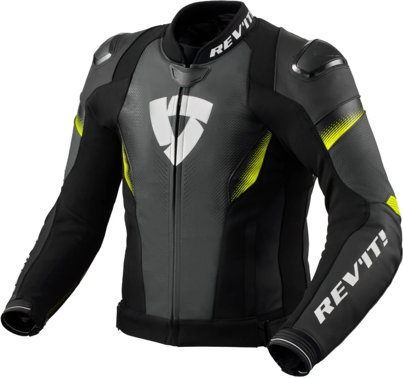 Image of Revit Control perforated Motorcycle Leather Jacket, black-yellow, Size 46 for Men