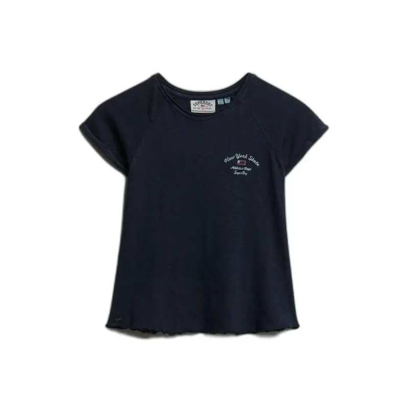 Image of Superdry Womens T-Shirt Superdry Athletic Essentials Slub Graphic Bleu Female XS