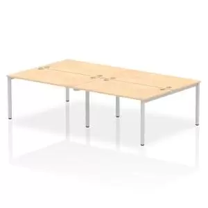 image of Impulse Bench B2B 4 Person 1400 Silver Frame Office Bench Desk Maple