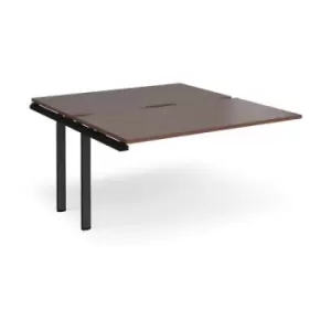 image of Bench Desk Add On 2 Person Rectangular Desks 1400mm Walnut Tops With Black Frames 1600mm Depth Adapt