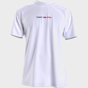 image of Tommy Jeans Mens Linear Logo T-Shirt - White - XL