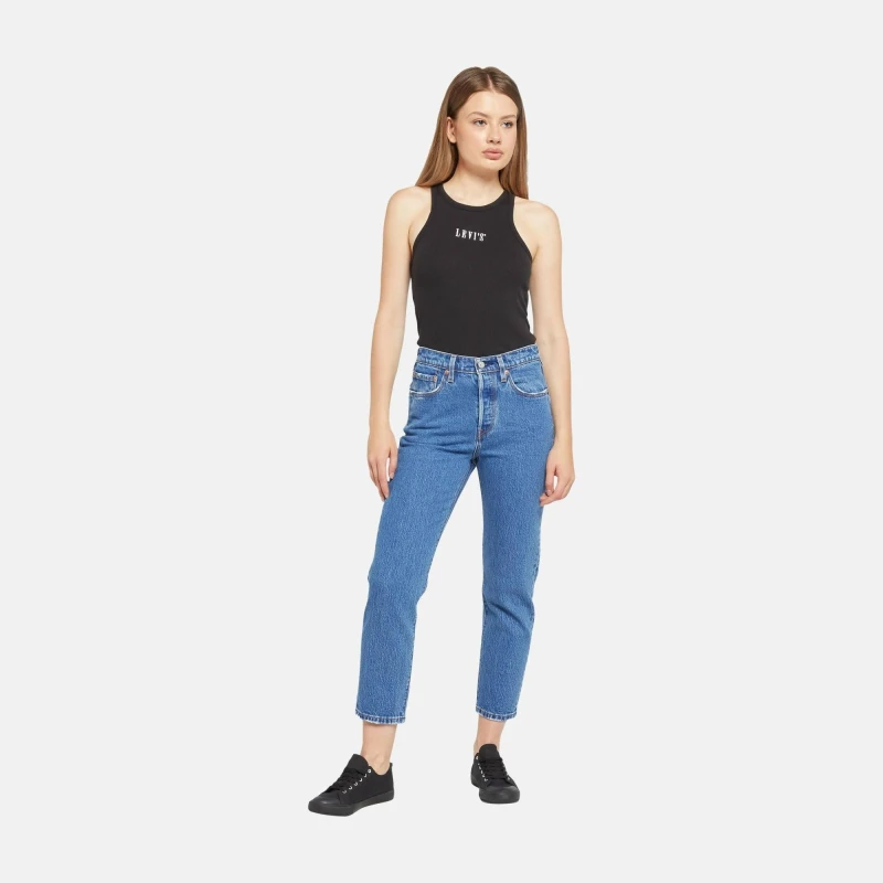 Image of Levis 501 Cropped Jeans - Blue Blue 29 L32