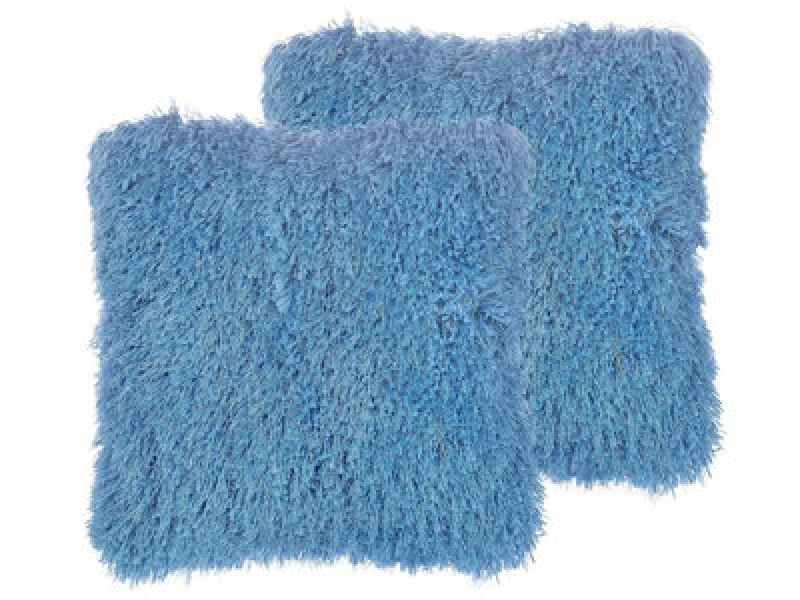 Image of Beliani Set Of 2 Decorative Cushions Cide 45 X 45cm Blue Solid