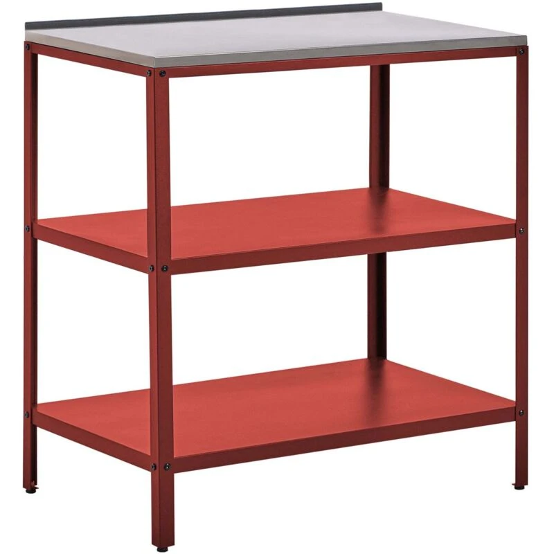 Image of Beliani Outdoor Kitchen Island Vilama Metal Red