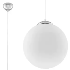 image of Ugo 1 Light Globe Pendant White, Chrome, E27