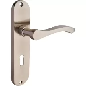 Image of Designer Levers Capri Door Handles Lock Brushed (Pair) in Nickel