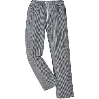 image of Portwest - C079 - Black Check Sz M Regular Bromley Chefs Trousers Checked