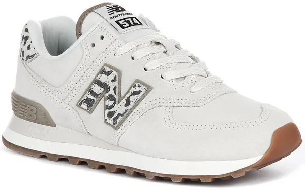 Image of New Balance Womens 574 Trainers Sea Salt Leopard Natural, 8