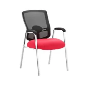 Image of Dynamic Visitor Chair Fixed Armrest Portland Seat Bergamot Cherry Fabric