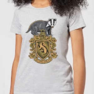Image of Harry Potter Hufflepuff Drawn Crest Womens T-Shirt - Grey - 3XL