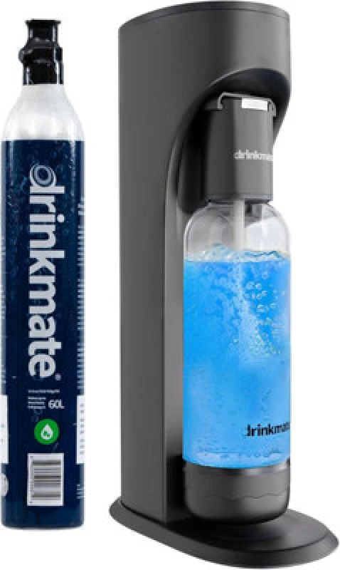 Image of Drinkmate Omnifizz Sparkling Water Soda Maker With 1X 60L Co2 Cylinder, Matt Black