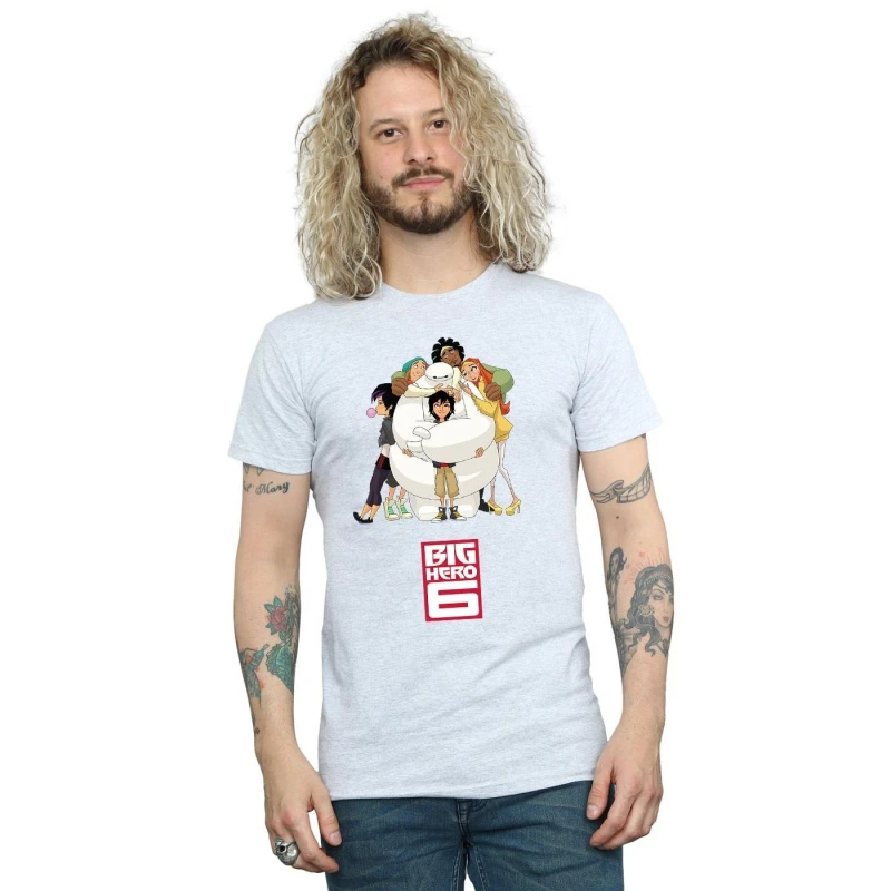 Image of Disney Men Big Hero 6 Baymax Hug T-Shirt in Grey Size: Small Grey S Male 5057864208337