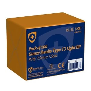 Image of Click Medical Gauze Swabs Non sterile 7.5x7.5cm White Ref CM0454 Pack