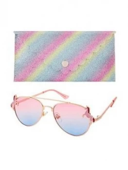 image of Monsoon Girls Elle Unicorn Aviator Sunglasses & Case Set - Multi