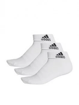 image of Boys, adidas 3 Stripe Cushioned Ankle Socks - White, Size 7.5-9.5