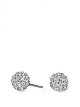 image of Simply Silver 8Mm Pave Ball Stud Earrings