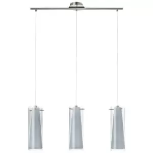 image of Eglo Pinto Textil Nickel And Grey 3 Pendant Light