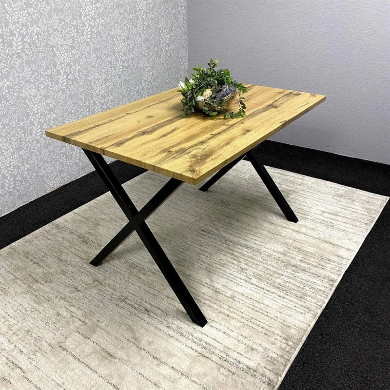 Image of KOSY KOALA Wooden Dining Table With Metal Legs for Dining, Work, or Study in Brown Brown Unisex