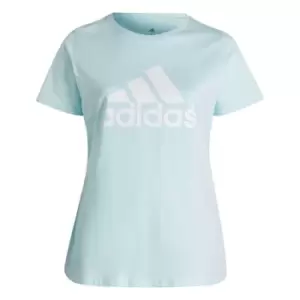 Image of adidas Essentials Logo T-Shirt (Plus Size) Womens - Almost Blue / White