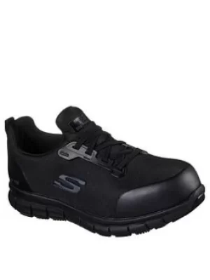 Image of Skechers Lace Up Athletic Safety Toe Workwear Trainers, Black, Size 3, Women