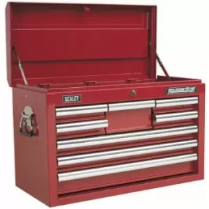 Image of 660 x 315 x 430mm red 8 Drawer Topchest Tool Chest Lockable Storage Unit Cabinet