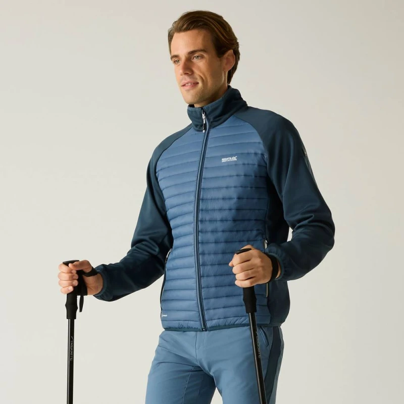 Image of Regatta Mens Clumber Hybrid Insulated Padded Jacket in Mid Blue Size: Large Mid Blue Male L