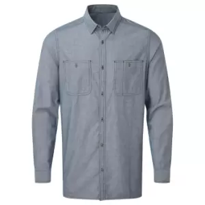 Image of Premier Mens Chambray Organic Long-Sleeved Shirt (L) (Indigo Denim)
