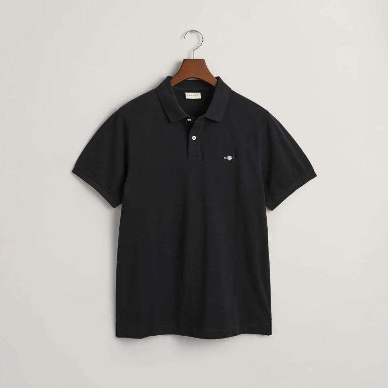 Image of Gant Embroidered Archive Shield Polo Shirt - Black S