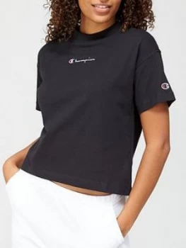 Image of Champion Crew Neck Crop Top - Black, Size XS, Women